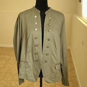Olive green open front jacket